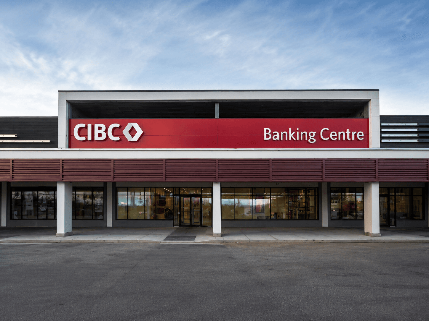 CIBC Banking Centre completed exterior with red CIBC signage and banking centre fascia